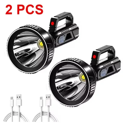 New 200Watts High Power P100 LED Searchlight Flashlight Waterproof 1500M Long Range USB Rechargeable Powerful Spotlight Searchlight Camping Lamp