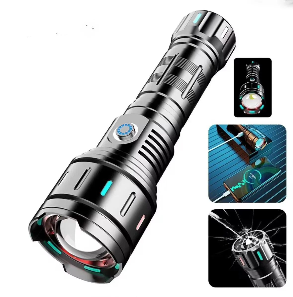 New 800W LED Ultra Powerful Long-Range Flashlight with 26650 Rechargeable Batteries High Power LED Flashlights 3500M Long Range Torch Outdoor Tactical Lantern
