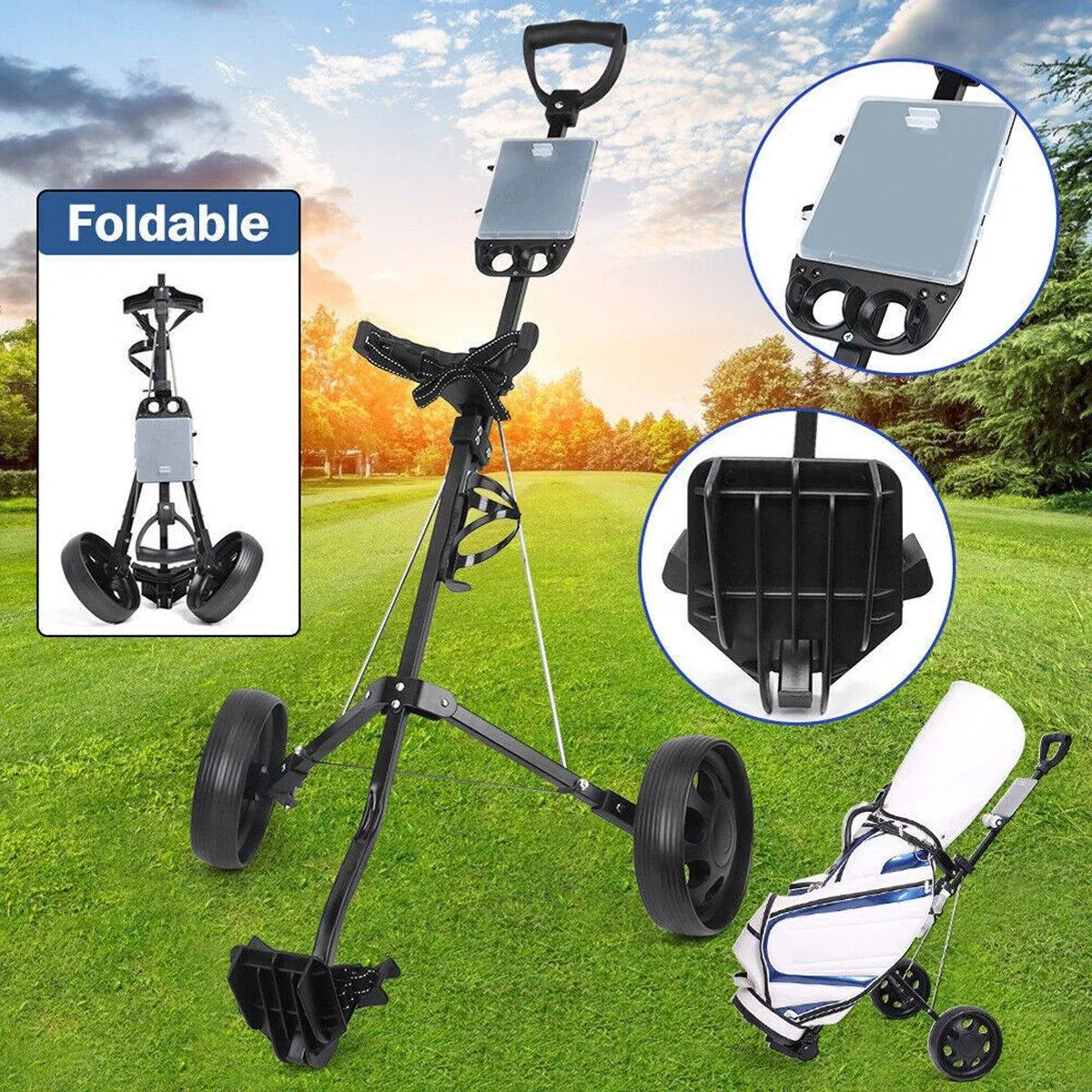 New Foldable Aluminum Golf Push Pull Trolley Cart Lightweight Buggy for Easy Transport