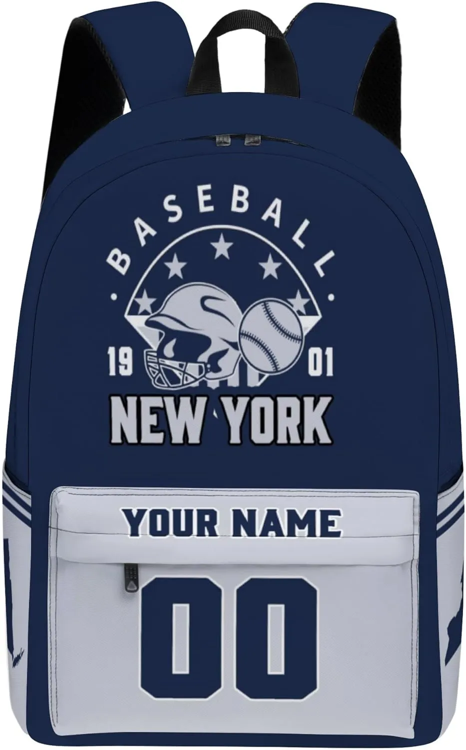 New York Backpack Custom Name Number Travel Laptop Work Shoulder Bag Personalized Daypack Fans Gift for Men Women Boy Girl
