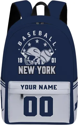 New York Backpack Custom Name Number Travel Laptop Work Shoulder Bag Personalized Daypack Fans Gift for Men Women Boy Girl