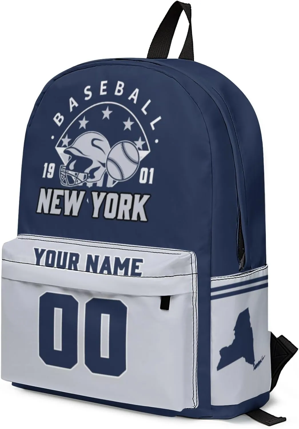 New York Backpack Custom Name Number Travel Laptop Work Shoulder Bag Personalized Daypack Fans Gift for Men Women Boy Girl