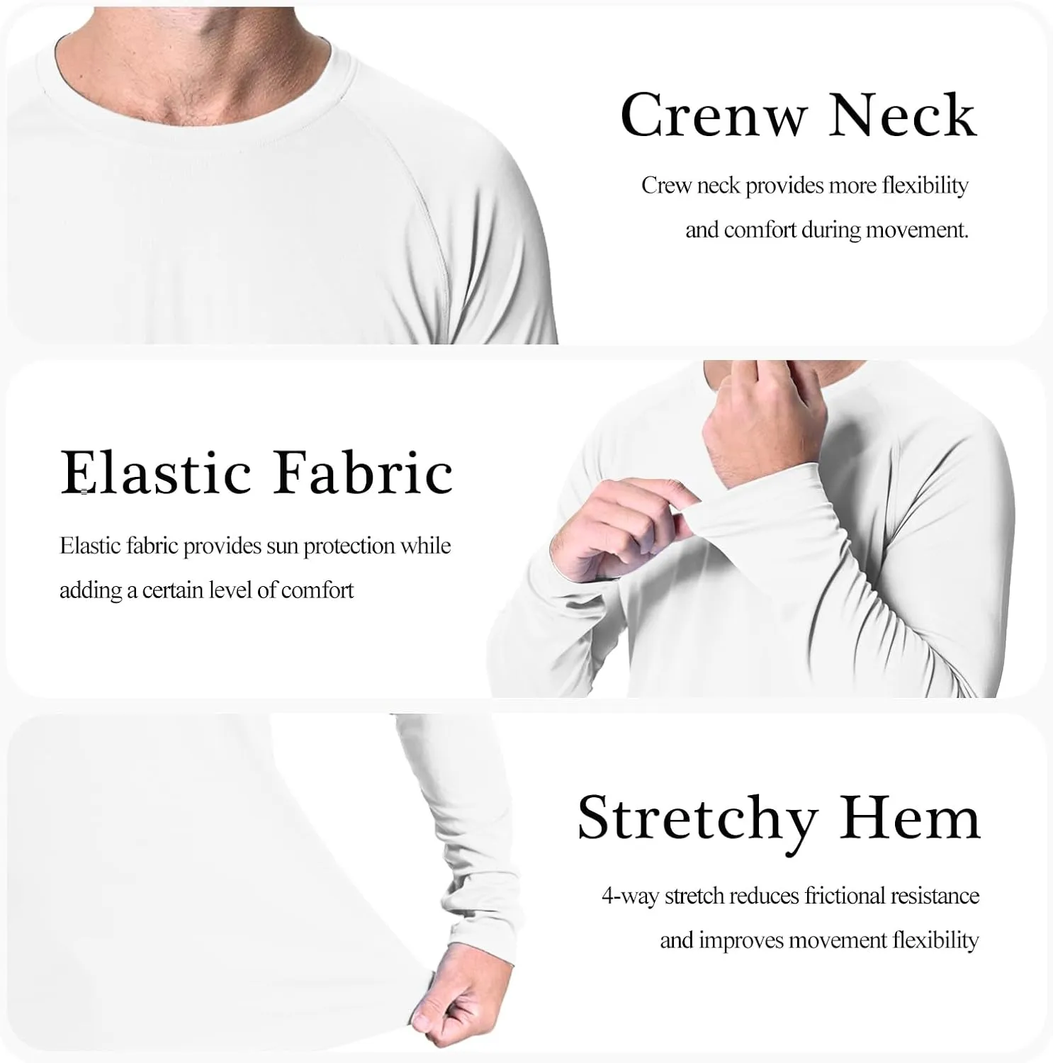 NEYOUQE Men's Sun Protection UPF 50  Shirts Long Sleeve Running Workout Athletic Gym Shirt UV Swim Fish Rash Guard Hiking