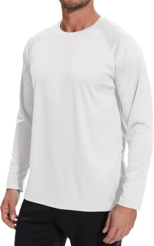NEYOUQE Men's Sun Protection UPF 50  Shirts Long Sleeve Running Workout Athletic Gym Shirt UV Swim Fish Rash Guard Hiking