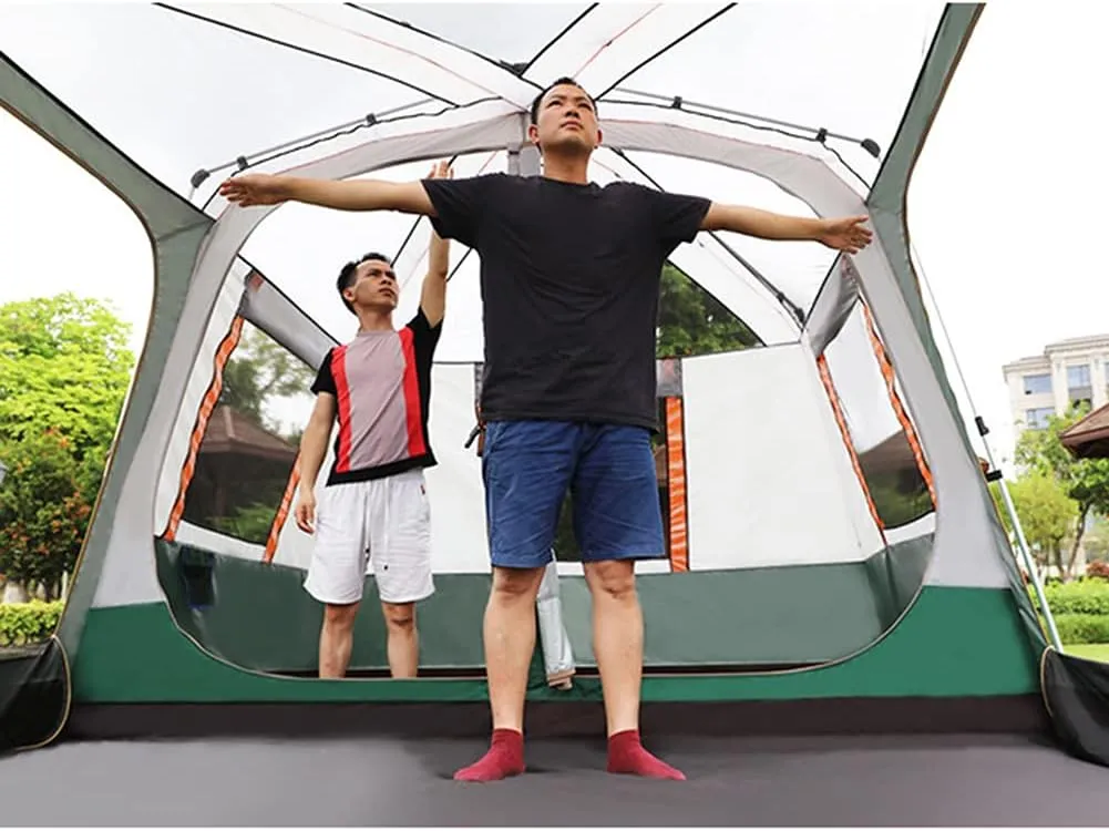 NIEH Dome Tent with Porch Automatic Pop Up Tent Sun Shelter Easy Set Up Double Layer Family Camping Tents with Carrying Bag for Outdoor Camping, Fishing, BBQ, 5