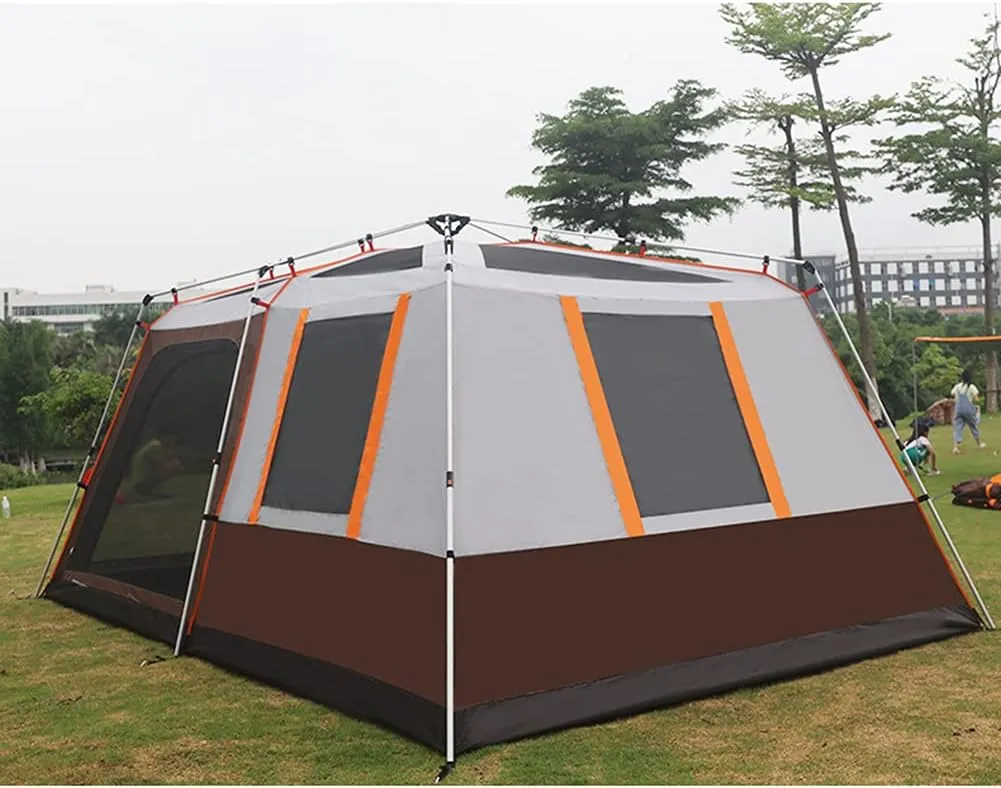 NIEH Dome Tent with Porch Automatic Pop Up Tent Sun Shelter Easy Set Up Double Layer Family Camping Tents with Carrying Bag for Outdoor Camping, Fishing, BBQ, 5