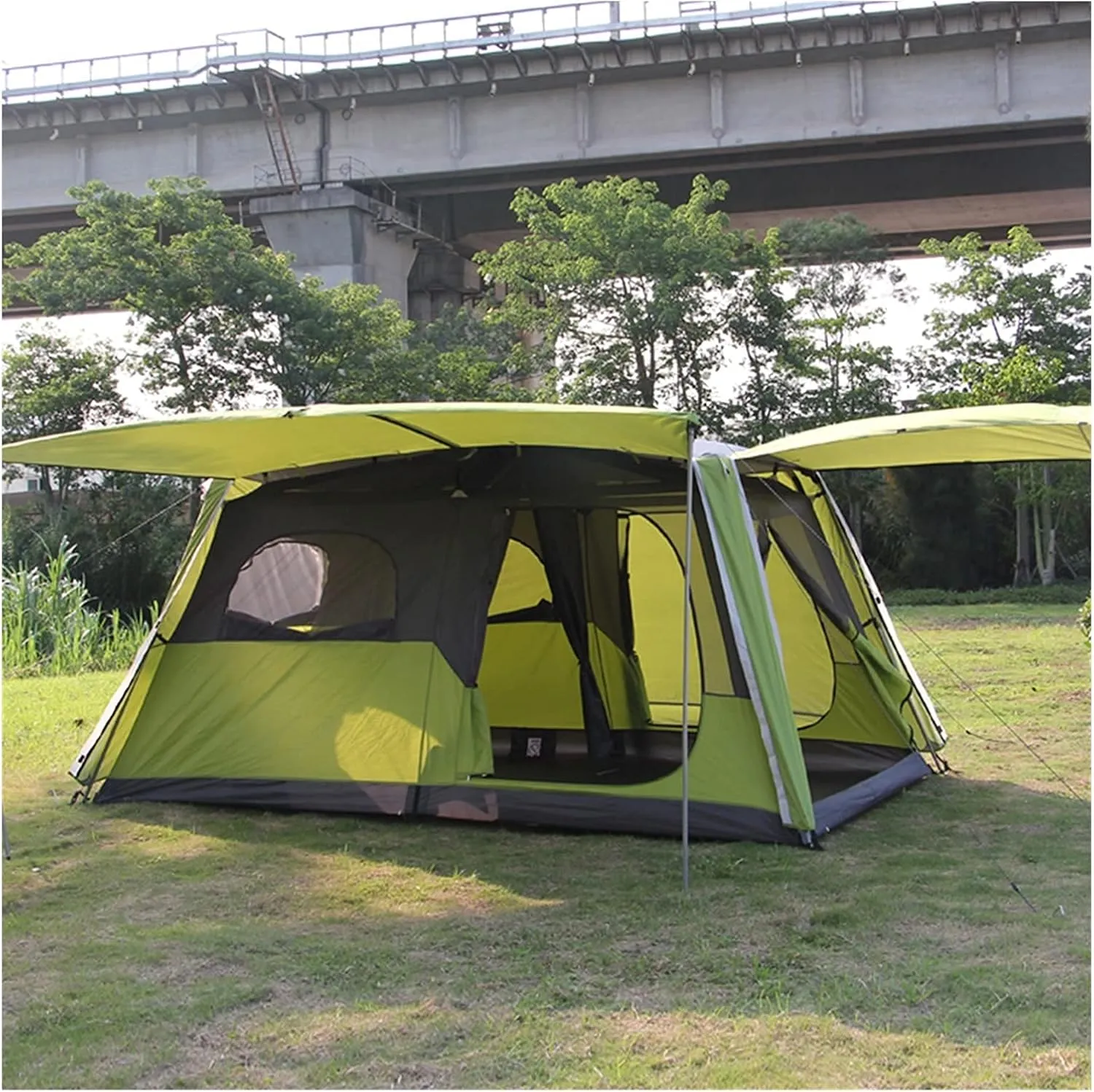 NIEH Family Tents Camping Tent 8 Person, Double Layer Tent- Ultra Large Waterproof Dome Tent with Porch, Easy to Set Up, Instant Tent with Sun Shelter