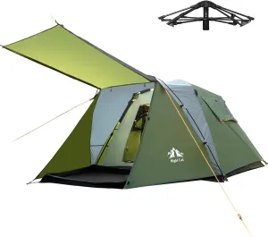 Night Cat Cabin Tent with Vestibule: 3 Persons Pop Up Camping Tent Double Layers Easy Quick Setup Waterproof