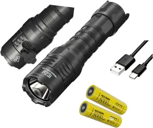 Nitecore Combo P23i Long Range Flashlight -3000 lumens, 470 Meter, with 2X NL2150HPi Batteries & Eco-Sensa Type-C USB Cable