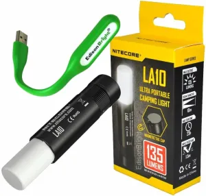 Nitecore LA10 135 Lumen Dedicated Magnetic Base Camping Light with EdisonBright USB Powered Reading Light