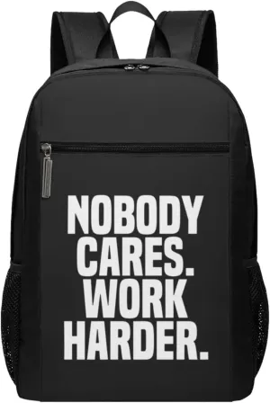Nobody Cares Work Harder Travel Laptop Backpack, Business Anti Theft Slim Sturdy Laptops Backpacks, College Computer Bag Gift for Men & Women Fits 17 Inch Notebook,Black