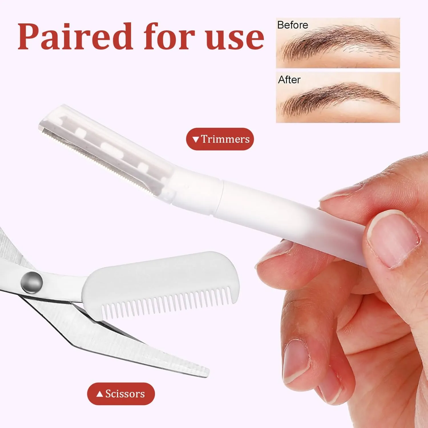 NOLITOY 5 Sets Versatile Eyebrow Grooming Kit Includes Razor Scissors Trimmer Portable for Travel