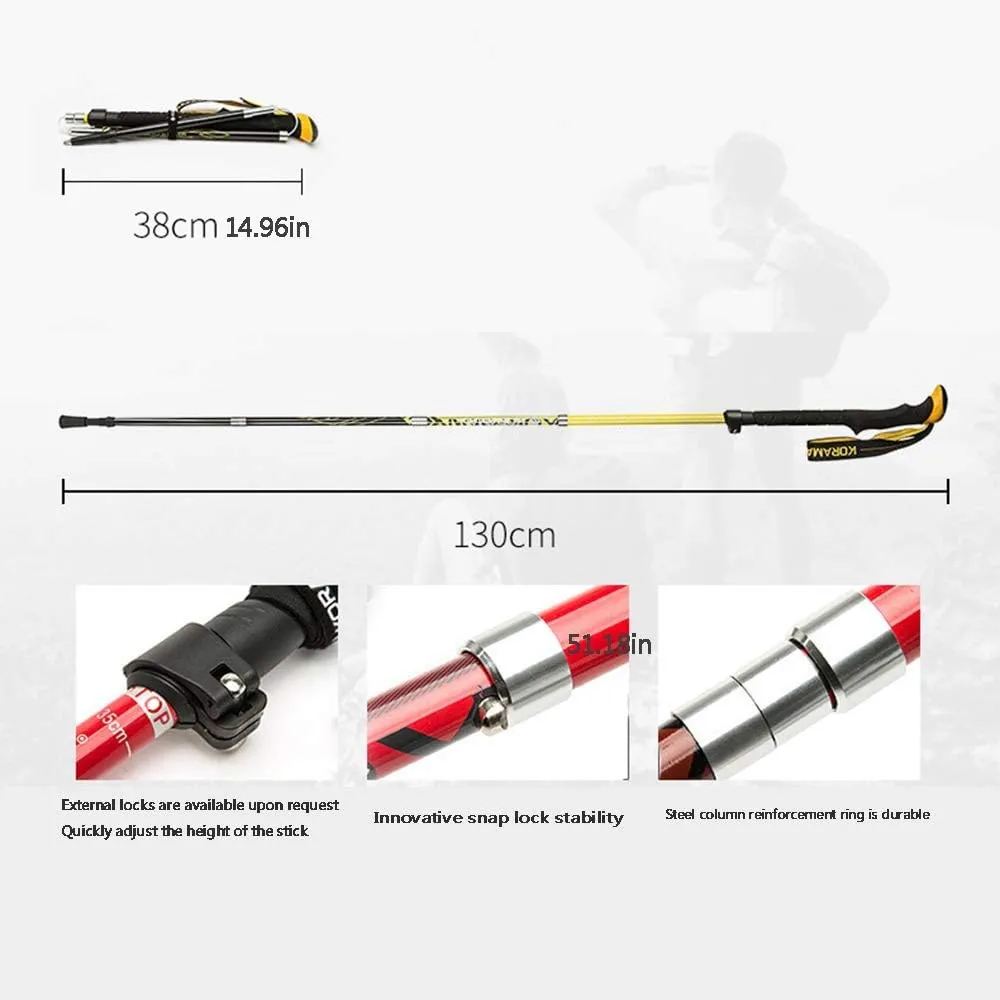 Nordic Walking Trekking Poles - Antishock and Quick Lock System, Telescopic Collapsible Ultralight for Hiking Camping Backpacking Walking