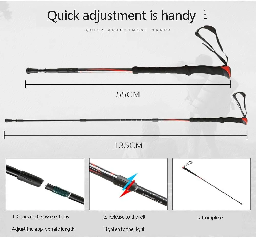 Nordic Walking Trekking Poles with Antishock and Quick Lock System, Telescopic Ultralight for Hiking Camping Mountaining Backpacking Walking Trekking