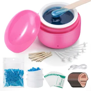 Nose Wax Kit - Portable Wax Warmer for Hair Removal with 100g Wax, 24 Applicators, 12 Nose Hair Sticks 3 Silicone Pots, Wax Melt Warmer Waxing Kit for Women and Men