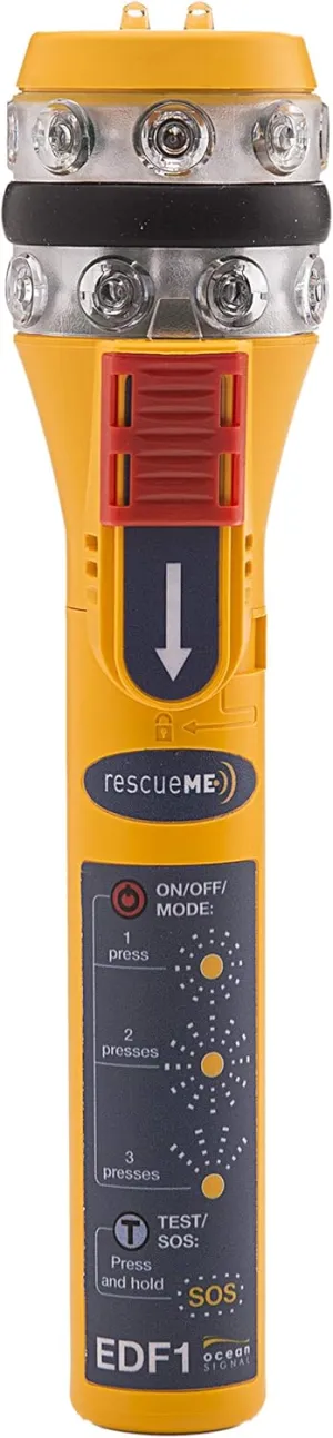 Ocean Signal RescueME EDF1 Emergency Distress Flare, 7-Year Battery Life, 6  Hours of Operation, Waterproof, Compact, Marine Safety, Boating Emergency Signal, 5-Year Warranty, Reliable Alert