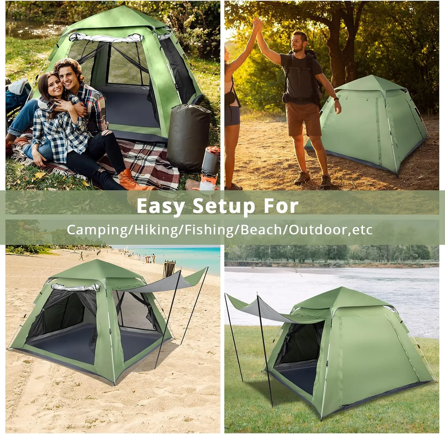 Ochine 4 Person Pop Up Dome Tent, Waterproof, Automatic Setup, Instant Family Tents, Camping & Hiking, Traveling
