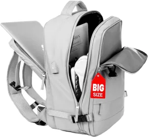 OKAERI. Extra Large Travel Backpack Women Men Carry On Luggage Waterproof Sport Rucksack Casual Daypack Essential Laptop (GREY)