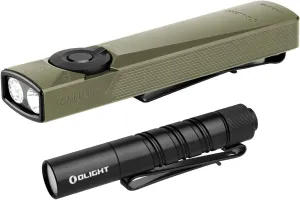 OLIGHT Arkfeld Ultra Cool White 1400 Lumens EDC Flat Flashlight Bundle with I3T 2 EOS Pocket Flash Light, 200 Lm Black
