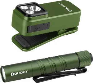 OLIGHT Oclip Pro EDC Flashlight Clip-on Light, Rechargeable 500 Lumens Bundle I3T 2 EOS Pocket 200 LMS