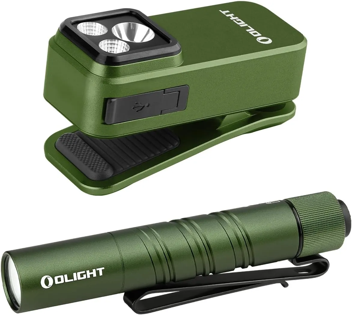 OLIGHT Oclip Pro EDC Flashlight Clip-on Light, Rechargeable 500 Lumens Bundle I3T 2 EOS Pocket 200 LMS