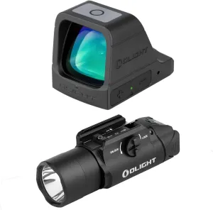 OLIGHT Osight 3 MOA Rechargeable Green Dot Open Reflex Sight with Charging Cover Bundles OLIGHT PL Turbo 800-Lumen 515 Meters Long-Range Tactical Flashlight