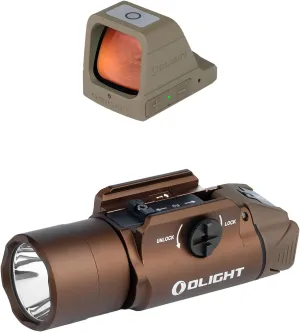 OLIGHT Osight 3 MOA Rechargeable Red Dot Open Reflex Sight with Charging Cover Bundles OLIGHT PL Turbo 800-Lumen 515 Meters Long-Range Tactical Flashlight