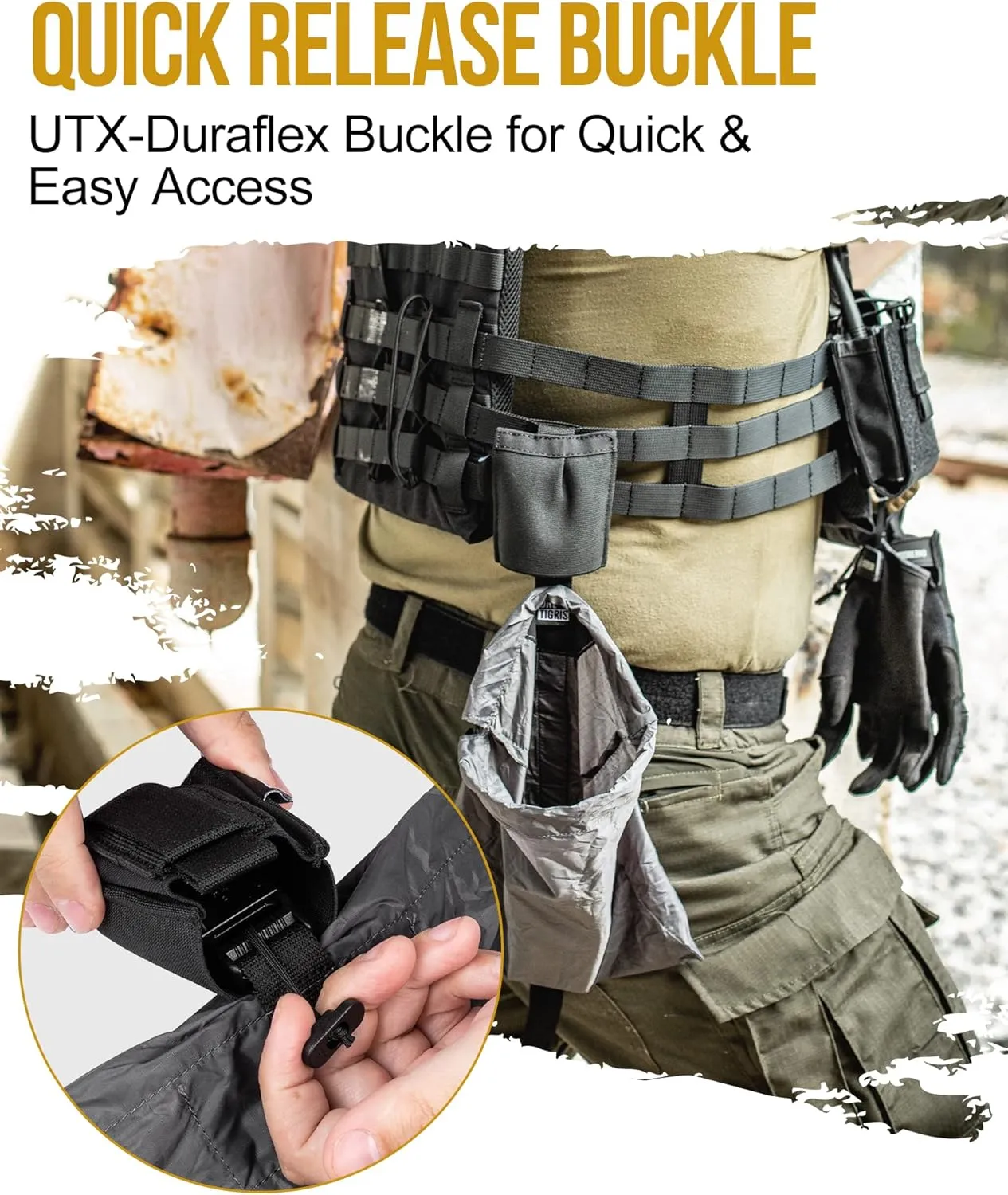OneTirgis Dump Pouch - Tactical Belt Mounted MOLLE Dump Pouch, Roll Up Foldable Magazine Mag Pouch, Quick-Release Utility Waist Bag