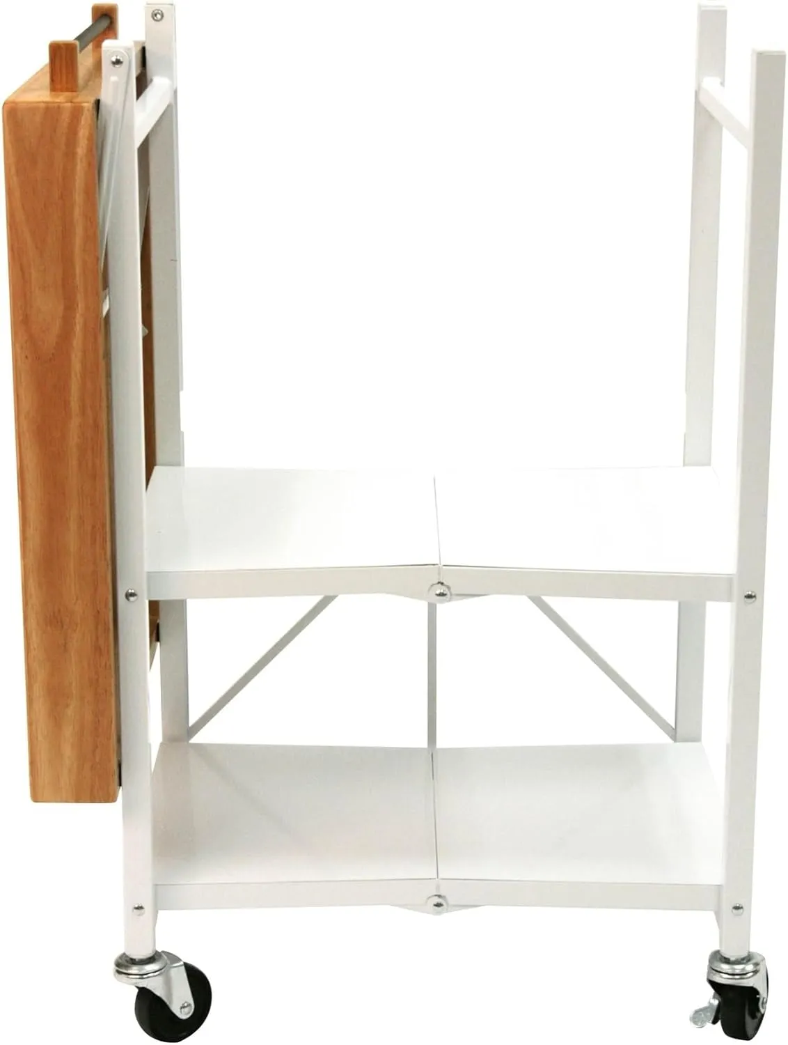 Origami Foldable Kitchen Island Cart, Rolling Storage Table Organizer with Wheels, White