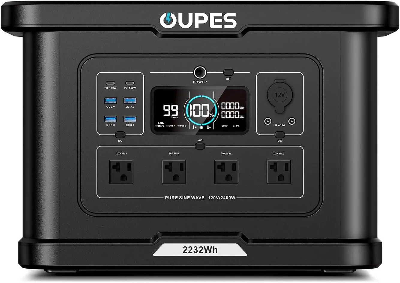 OUPES Exodus 2400 Solar Generator with 240W Panel, 2400W Portable Power Station, 2232Wh LiFePO4 Battery for Camping, Home Backup, Off-Grid Adventures