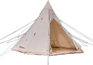 Outdoor 3-4 Person Pyramid Tents, 4M/13ft Cotton Canvas Large Adult Teepee Pagoda Tent, Easy Setup Camping Tent Tipi Family Tent Family Camping, Picnic