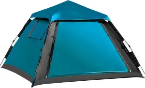 Outdoor Automatic Quick Open Tent - 3-4 Person Instant Setup Tent with Vestibule, Mesh Windows, and Skylight for Camping and Hiking