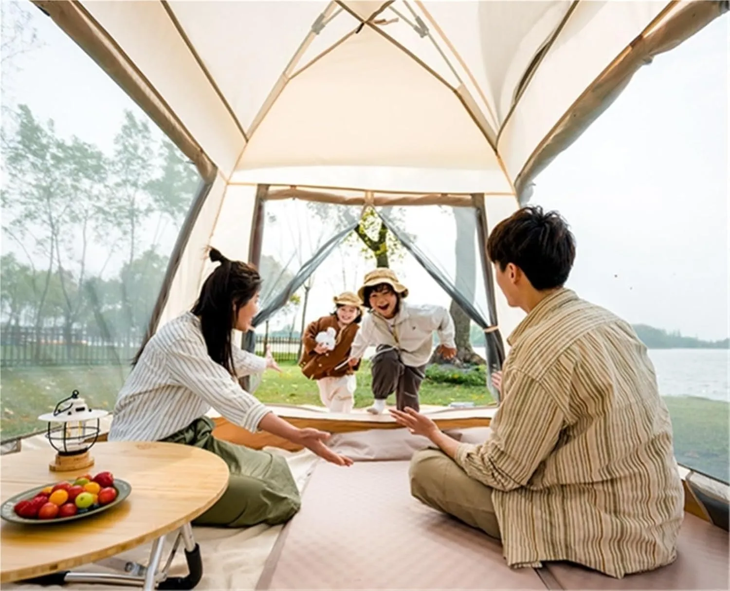 Outdoor Black Double-Layer Tent Folding Rainproof Camping Portable Tent