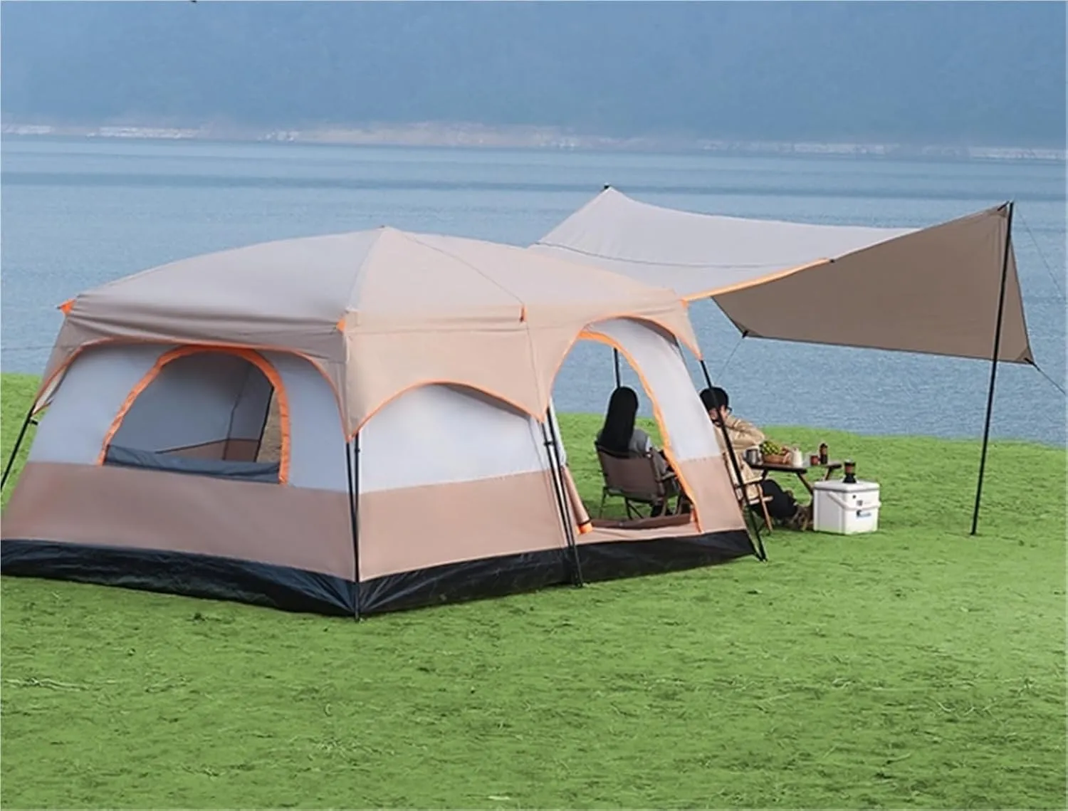 Outdoor Camping Large Canopy Tent Rainproof Mountaineering Camping Overnight Double-Layer Thickened Tent