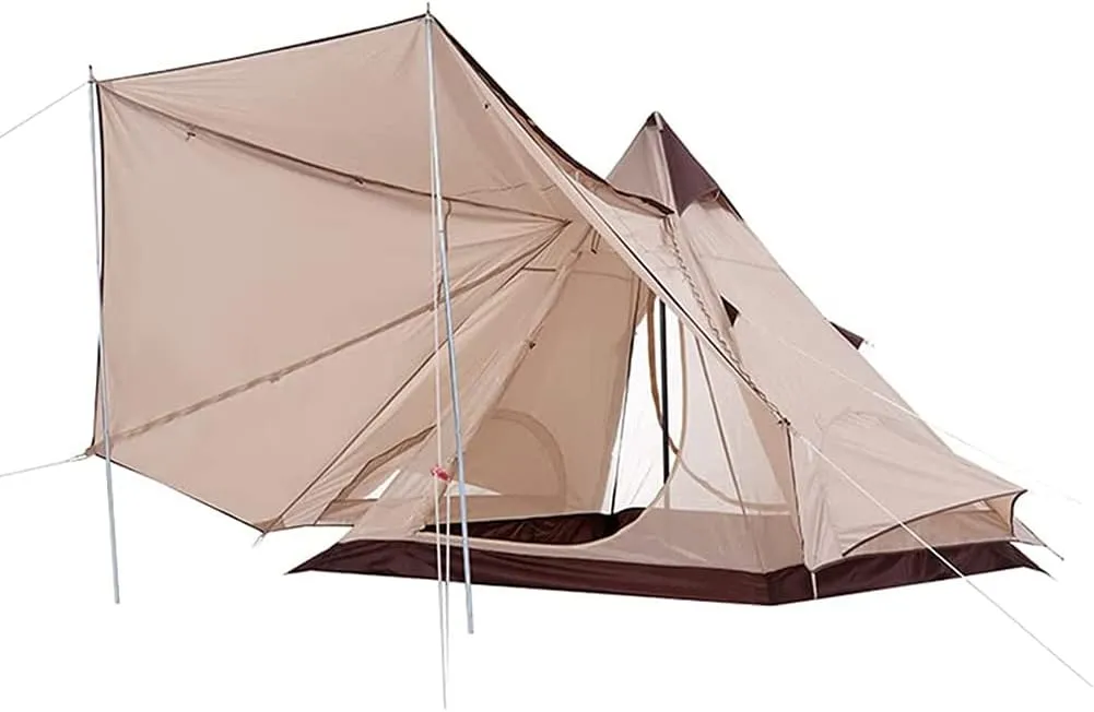 Outdoor Camping Pyramid Tent Double Layers Indian Beach Tent Rainproof Sun Protection Casual Picnic Camping Mongolian Yurt Tent Hiking Shelter