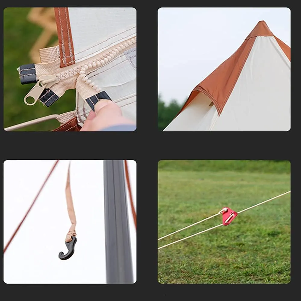 Outdoor Camping Pyramid Tent Double Layers Indian Beach Tent Rainproof Sun Protection Casual Picnic Camping Mongolian Yurt Tent Hiking Shelter