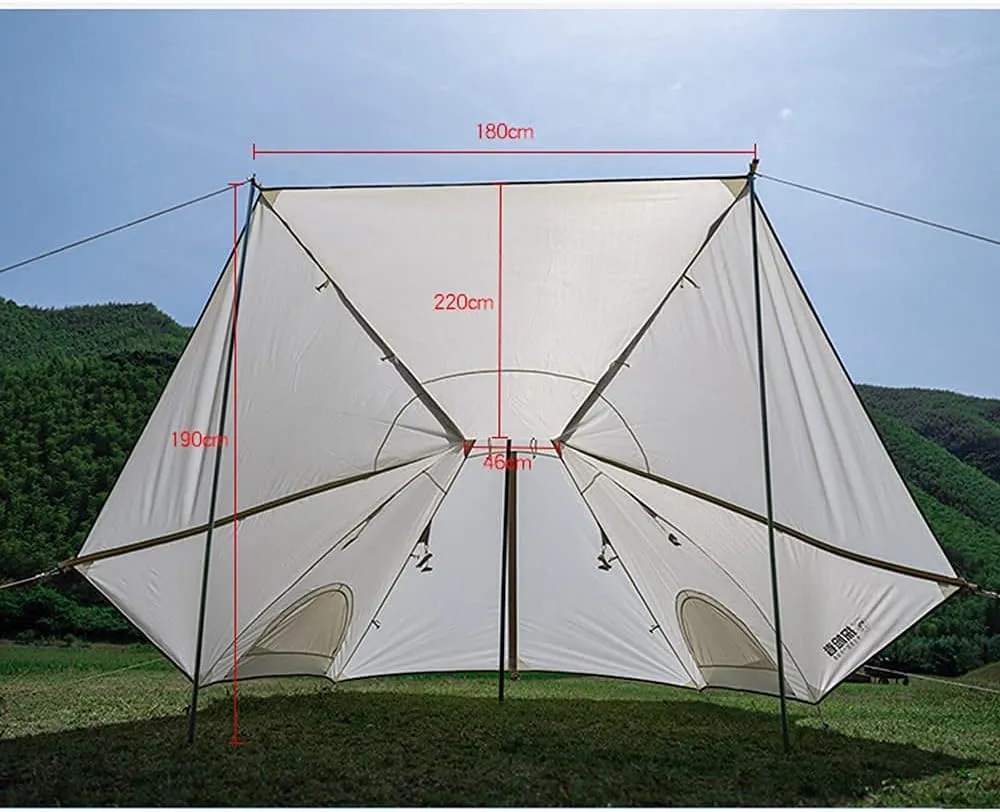Outdoor Camping Pyramid Tent Double Layers Indian Beach Tent Rainproof Sun Protection Casual Picnic Camping Mongolian Yurt Tent Hiking Shelter