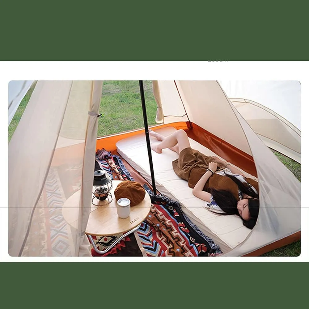 Outdoor Camping Pyramid Tent Double Layers Indian Beach Tent Rainproof Sun Protection Casual Picnic Camping Mongolian Yurt Tent Hiking Shelter