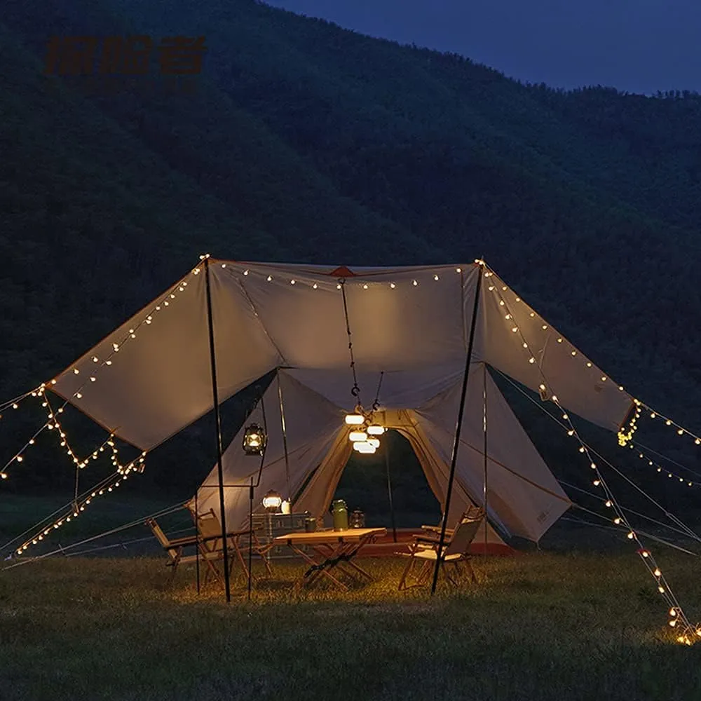 Outdoor Camping Pyramid Tent Double Layers Indian Beach Tent Rainproof Sun Protection Casual Picnic Camping Mongolian Yurt Tent Hiking Shelter