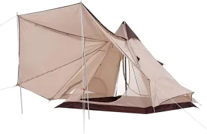 Outdoor Camping Pyramid Tent Double Layers Indian Beach Tent Rainproof Sun Protection Casual Picnic Camping Mongolian Yurt Tent Hiking Shelter