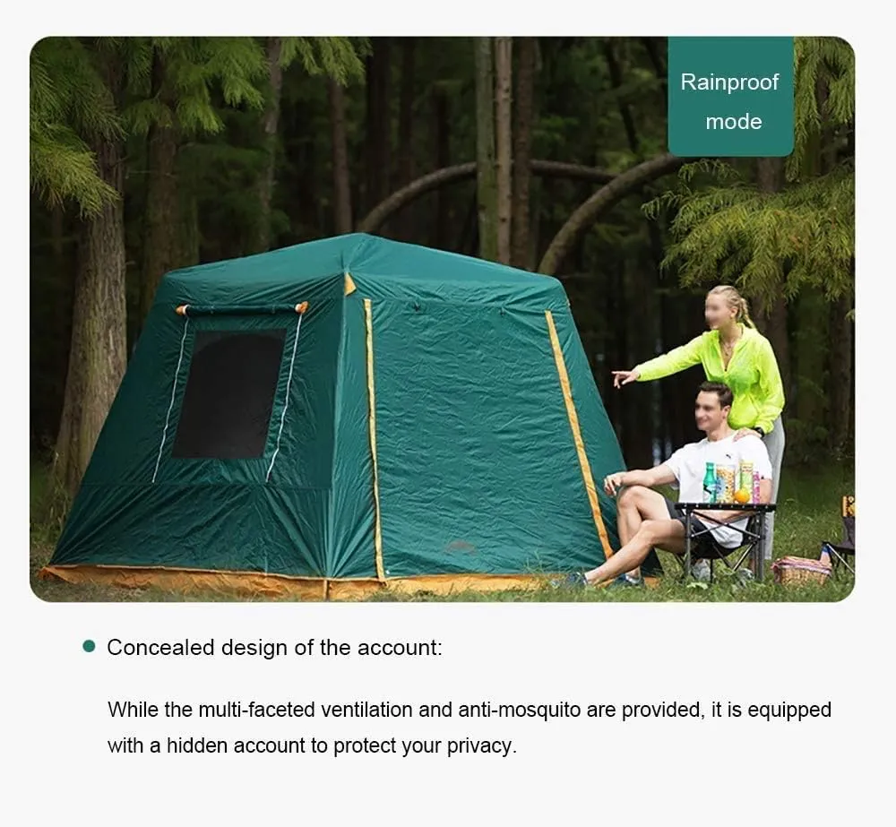 Outdoor Camping Tent 4-6 Person, Double Layer Instant Sun Shelter Waterproof Tarp, Wilderness Survival Mountaineering Cabana,Green