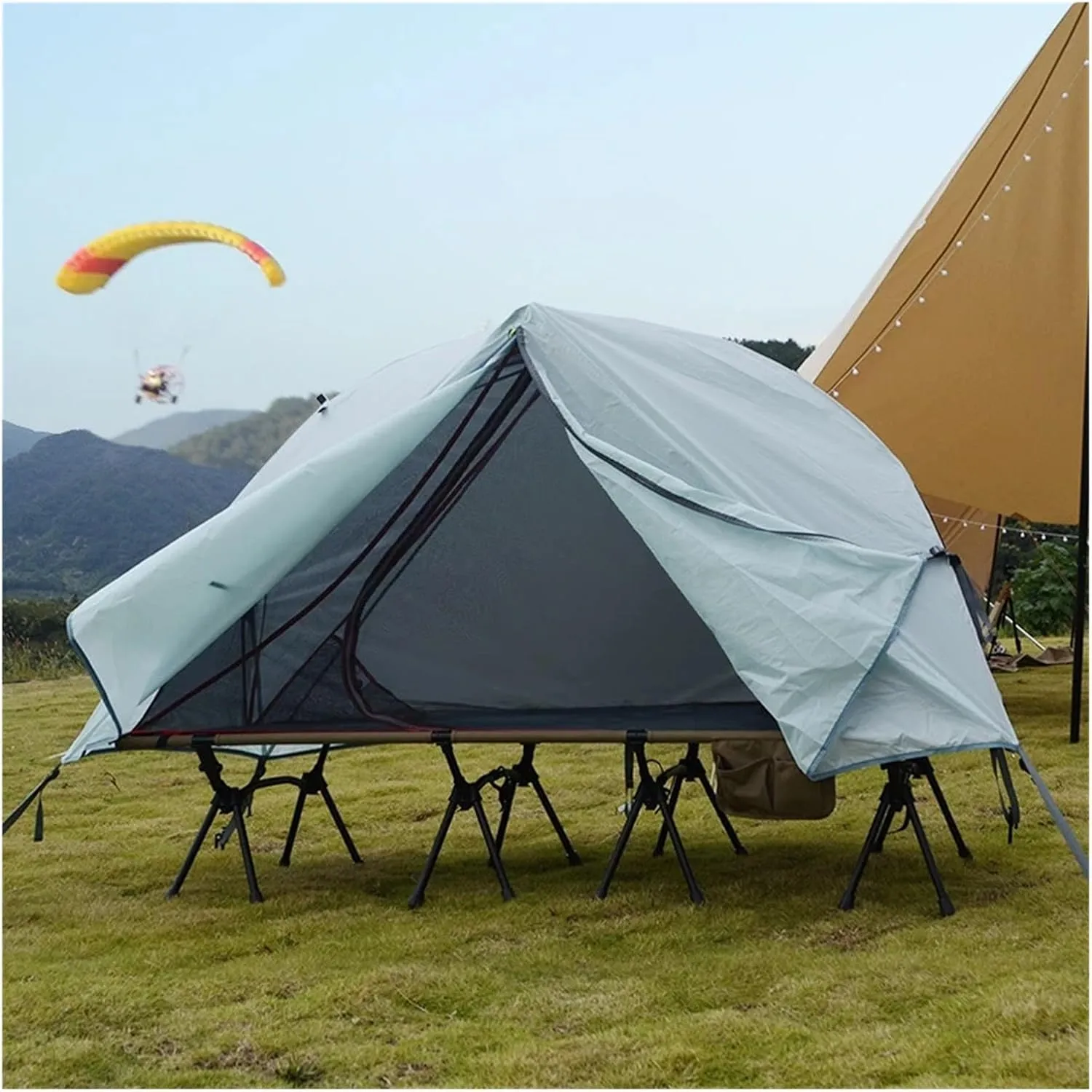 Outdoor Camping Tent, Foldable Bunk Bed Tent, Portable Single Person Marching Bed Tent, Mosquito Proof Beach Tent, Hiking Tent