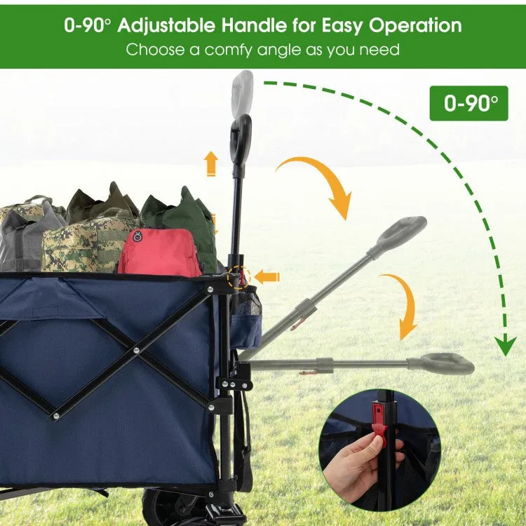 Outdoor Garden Utility Cart with 4 Wheels and Foldable Handle