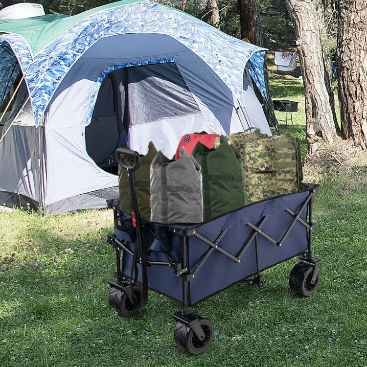 Outdoor Garden Utility Cart with 4 Wheels and Foldable Handle
