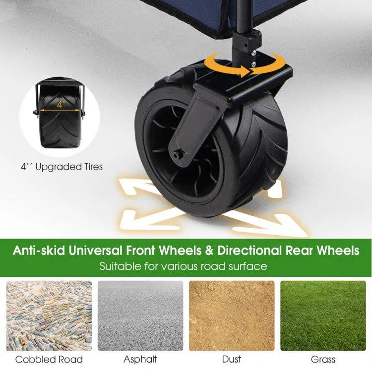 Outdoor Garden Utility Cart with 4 Wheels and Foldable Handle