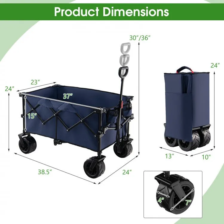 Outdoor Garden Utility Cart with 4 Wheels and Foldable Handle