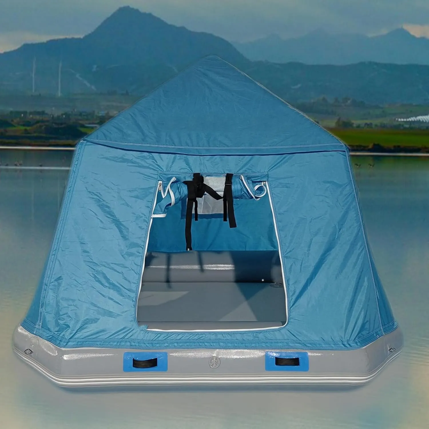 Outdoor Lake Shoal Floating Inflatable Tent Camping Easy Setup Blow Up Tent Fishing Raft Boat