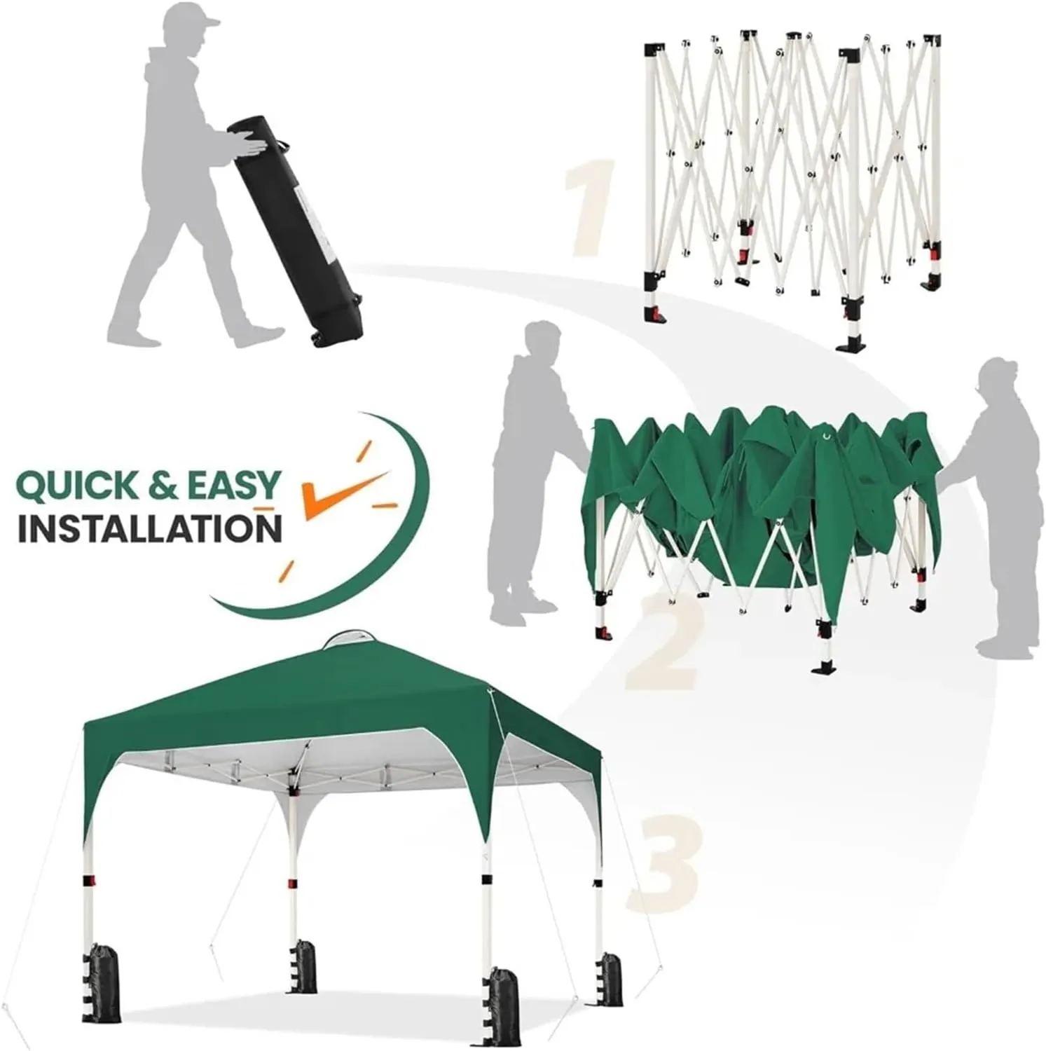 Outdoor Pop Up Tent 10x10 Pop Up Canopy Tent with Vent, Easy Set Up Tent, Instant Sun Shelter Canopy with Wheeled Bag, 4 Sandbags, 12 Stakes(Color 17)