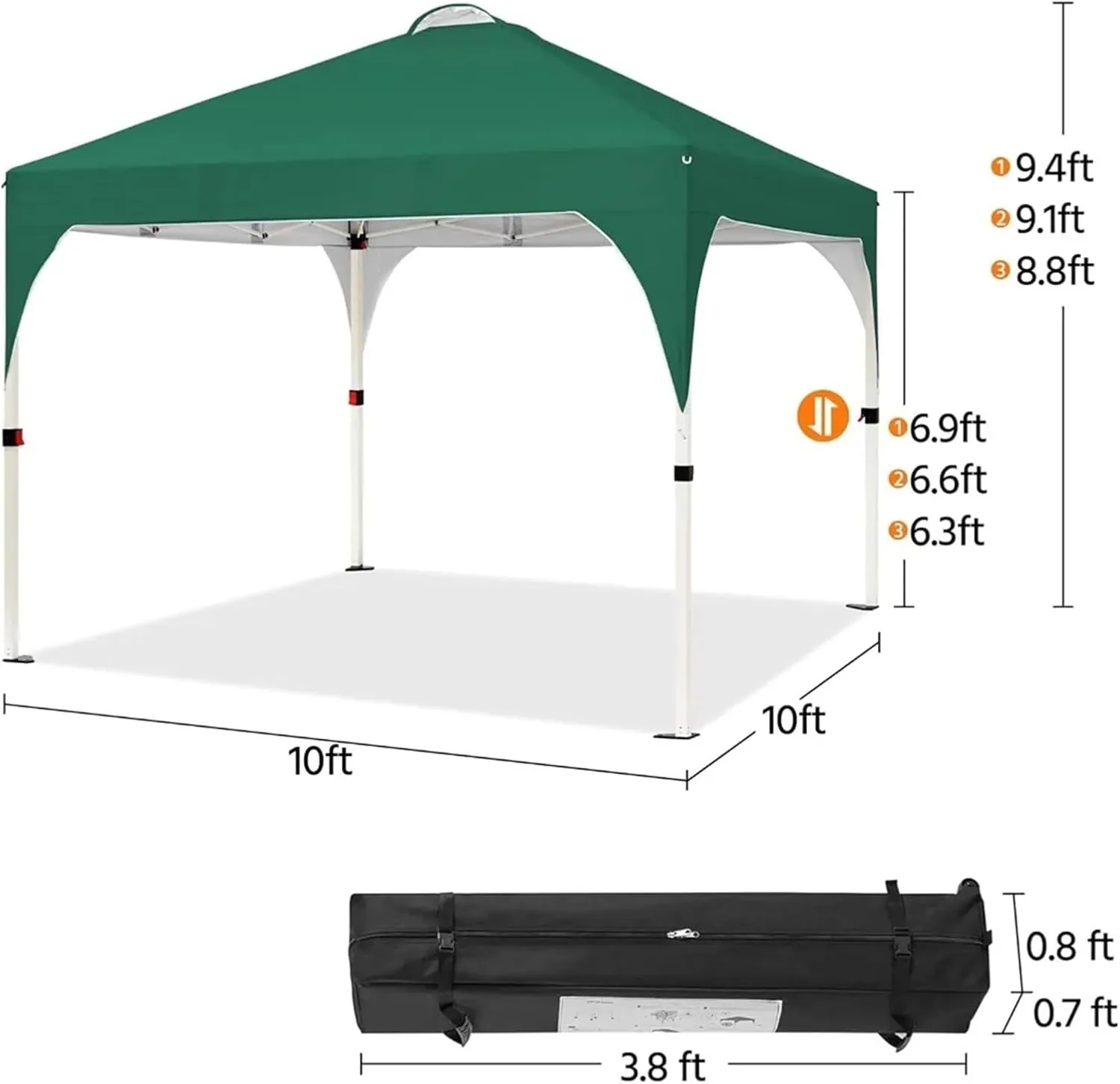 Outdoor Pop Up Tent 10x10 Pop Up Canopy Tent with Vent, Easy Set Up Tent, Instant Sun Shelter Canopy with Wheeled Bag, 4 Sandbags, 12 Stakes(Color 17)