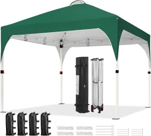Outdoor Pop Up Tent 10x10 Pop Up Canopy Tent with Vent, Easy Set Up Tent, Instant Sun Shelter Canopy with Wheeled Bag, 4 Sandbags, 12 Stakes(Color 17)